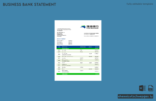 Geschäftsbericht der China Bohai Bank (Word- und PDF-Beispiel)